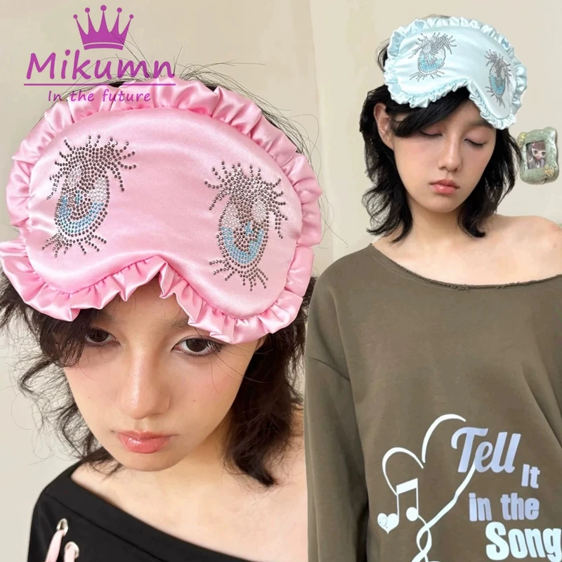 Mikumn Harajuku اليابانية Kawaii الكرتون عيون حجر الراين الكشكشة النوم قناع عين امرأة الفتيات لطيف لينة النوم العين يغطي #2
