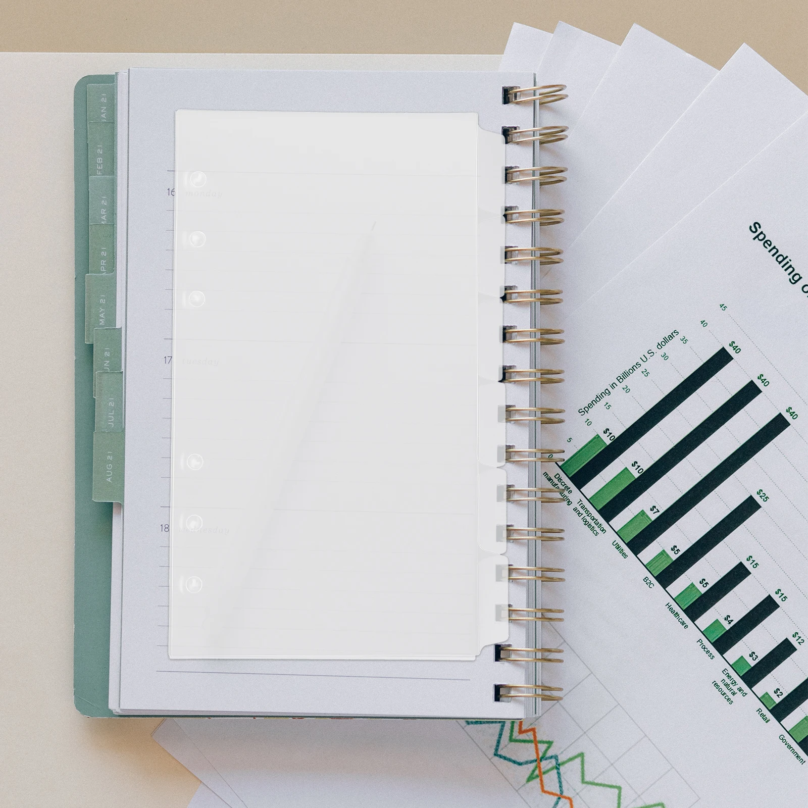 

18 Sheets Notebook Dividers PP Material Writable Tabs Organize Documents Binder Loose-Leaf Page Markers Classification