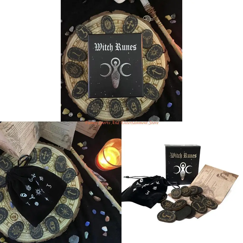 

C4DE Witch Set Set The Diredmade The Wooden Diving Diving Game Set скандинавские руны с пакетом для хранения для для