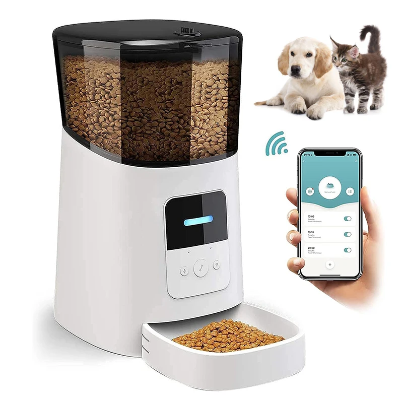 

Best Seller Dog Cat 6l Smart Wifi Mobile Phone App Remote Control Food Dispenser Microchip Automatic Pet Feeder