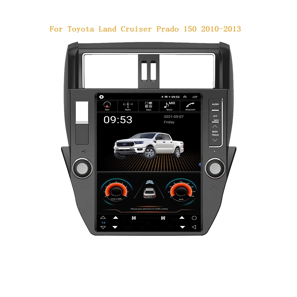 For Toyota Land Cruiser Prado 2010 - 2013 Android 13.0 Car Radio Multimedia Player Tesla Style Screen DVD Audio Auto Stereo Unit