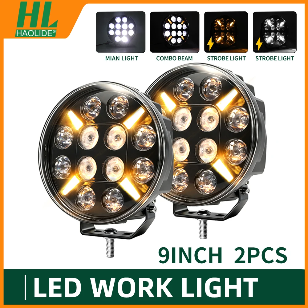 HAOLIDE 7 inch ronde spot floodlight bar met hoog/laag licht DRL LED werk- en rijlamp voor vrachtwagen, jeep, off-road, SUV, UTV, ATV, mistlampen