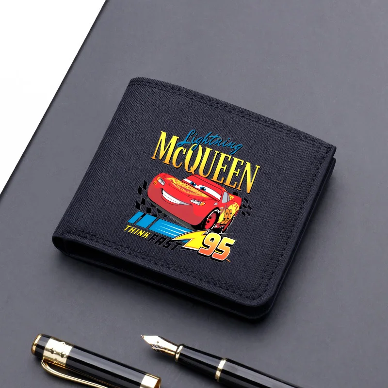 Pixar Cars Lightning McQueen Mini Thin Men Wallet Card Holder Men's Purse Coin Pouch Id Card Holder Short Canvas Wallets