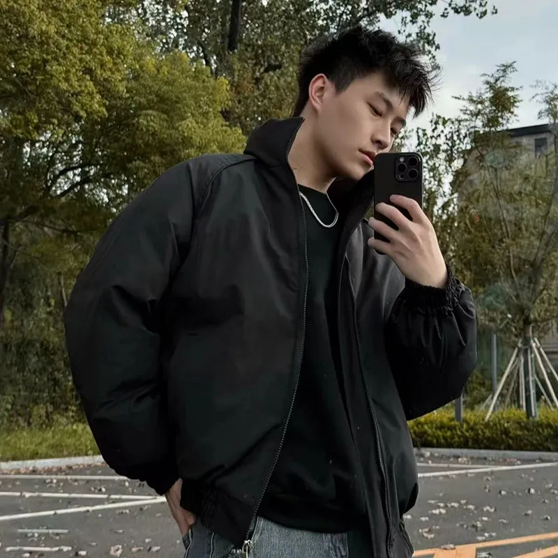 

Мужская зимняя куртка-пальто из хлопка и полиэстера с воротником-стойкой, свободного кроя, теплая, повседневная, в американском стиле