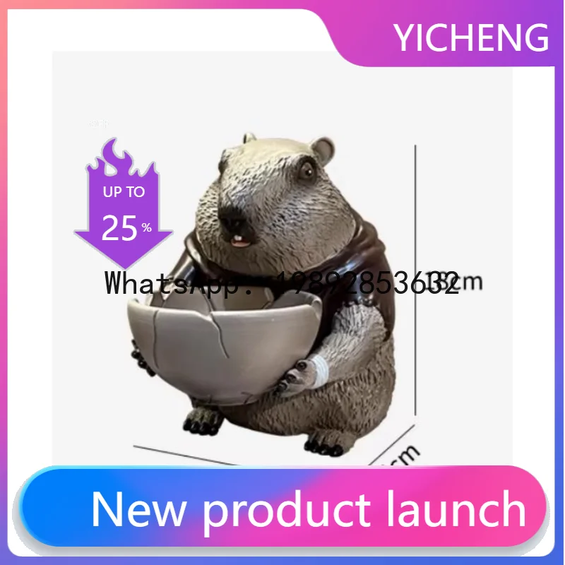 

Cartoon Ground Squirrel Storage Set Desktop Storage Container Resin Artwork Cartoon Squirrel Home Decoration Accessories