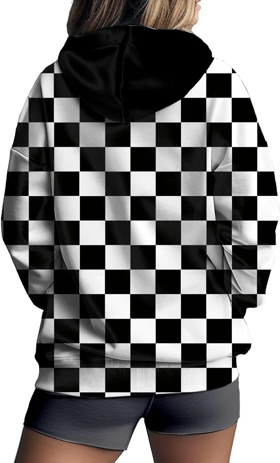 Women's Zip Front Plaid Sweatshirts Print Hoodie Fall Jackets Long Sleeve Casual Drawstring Clothes