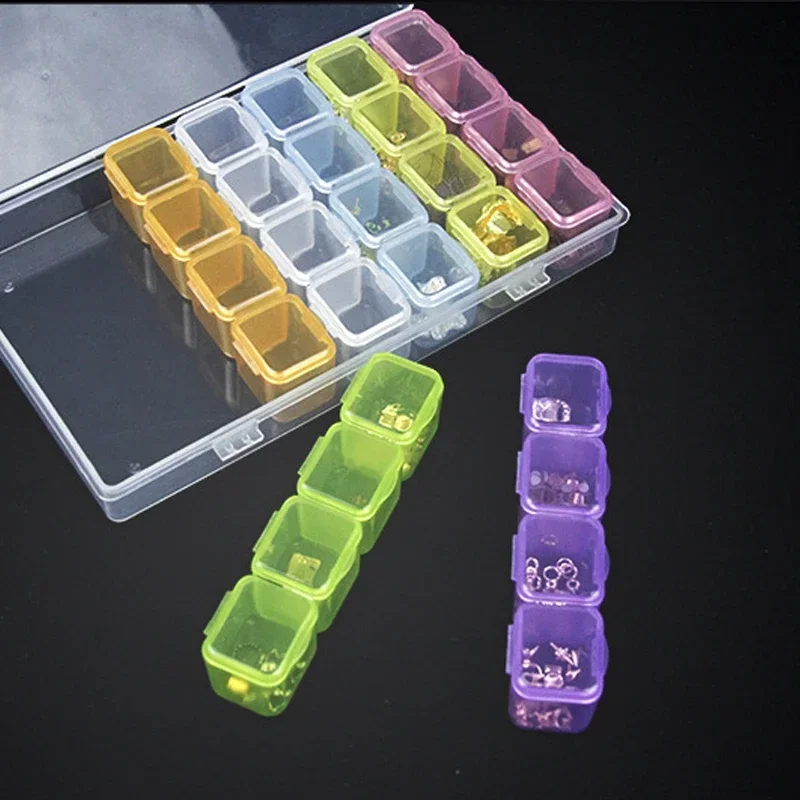 

28 Compartment Nail Art and Jewelry Organizer Box, Nail Rhinestones Accessories Storage Holder