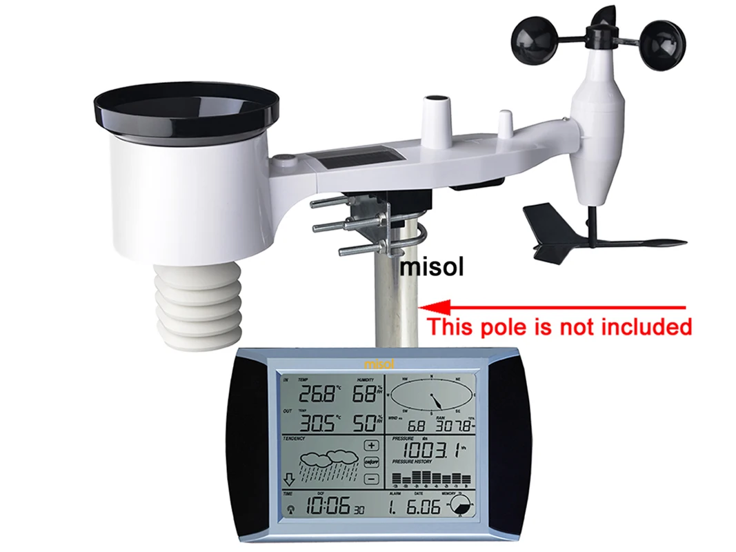 

MISOL / professional weather station / PC connection wind speed wind direction rain meter pressure temperature humidity / solar