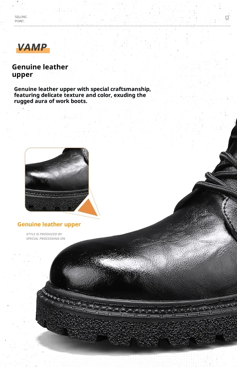 6cm Invisible Height Increasing Men Boots Leather Outdoor Autumn Winter Shoes Warm Non-Slip Comfortable Elevator Ankle Boots