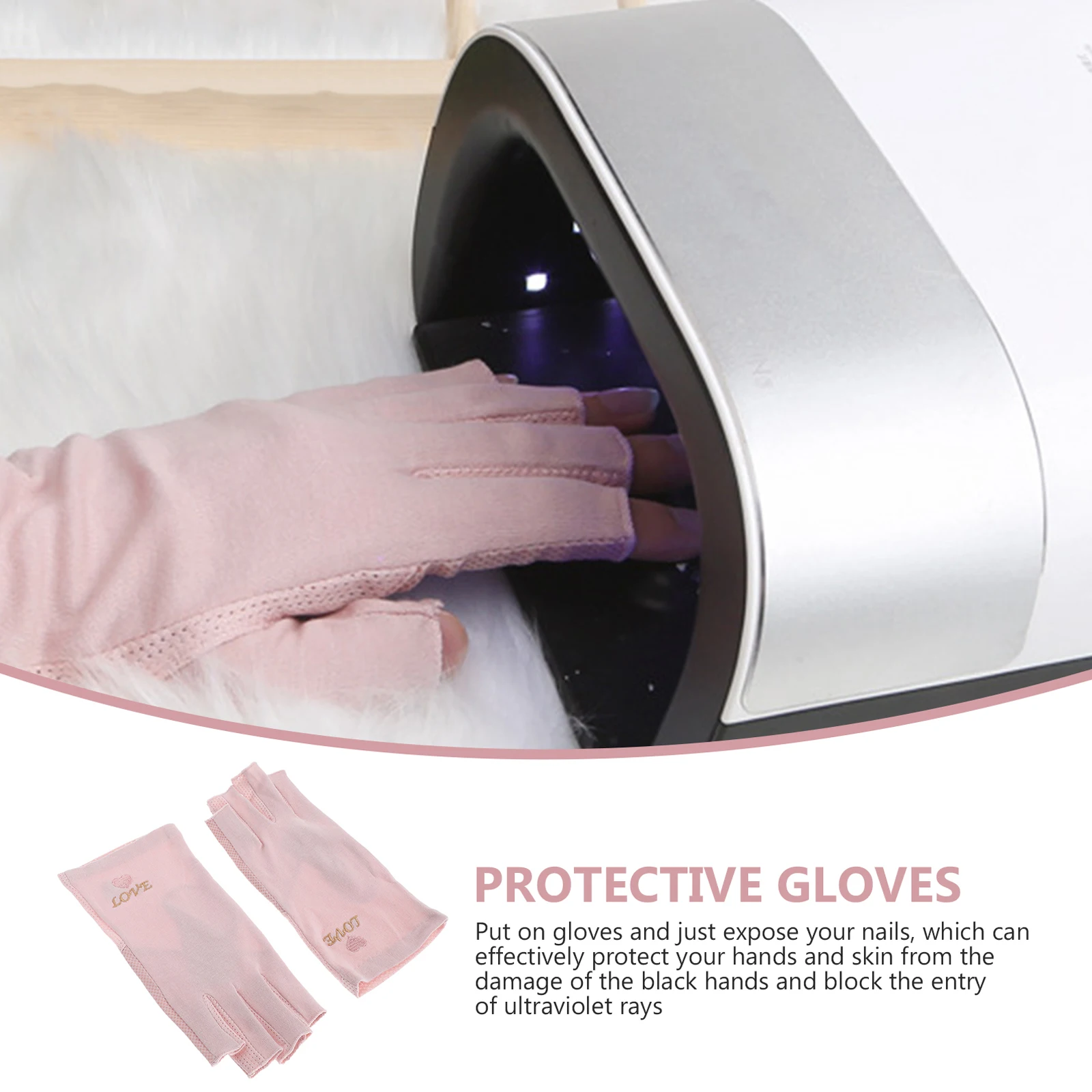 

UV Protection Gloves Pure Cotton Nail Art Accessory Lightweight Breathable Elastic Manicure Supply UV H Gloves