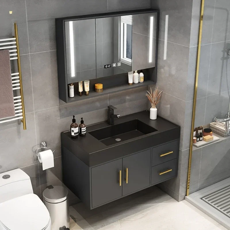 European Modern Style Bathroom Cabinet Customized wall hung soild wood Bathroom Vanity