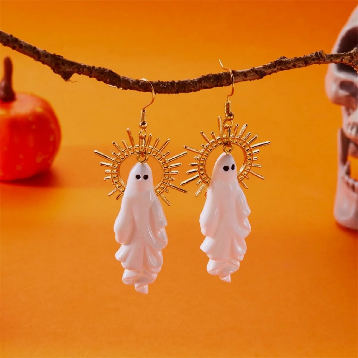 Halloween Geist Ohrringe Vintage Weiß Geist Sonne Anhänger Ohrring Gothic Retro Schmuck Für Frauen Männer Einzigartige Party Zubehör