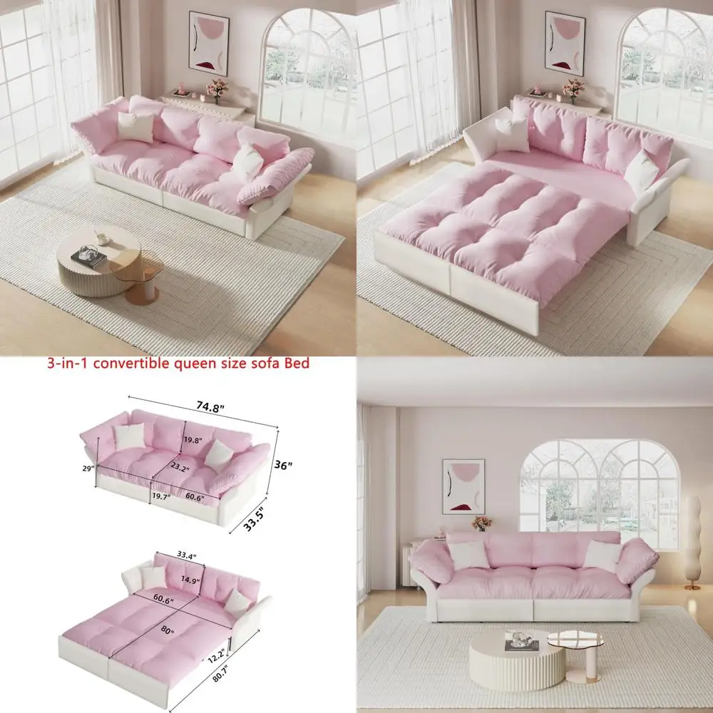 أريكة نوم 3 في 1 قابلة للتحويل مع مساحة تخزين، أريكة فوتون مريحة قابلة للسحب للاستخدام على الأرض، أثاث مثالي موفر للمساحة #1