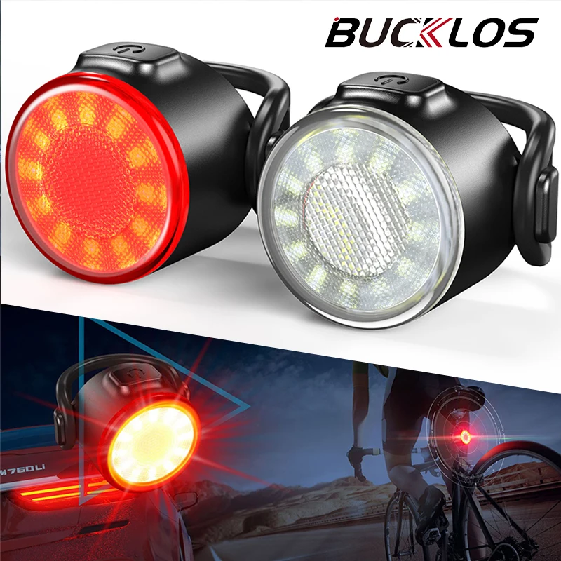 BUCKLOS Bicycle Front & Tail Light USB Charging Light for Mountain Bike White/Red LED Road Bike Safety Warning Light MTB Parts