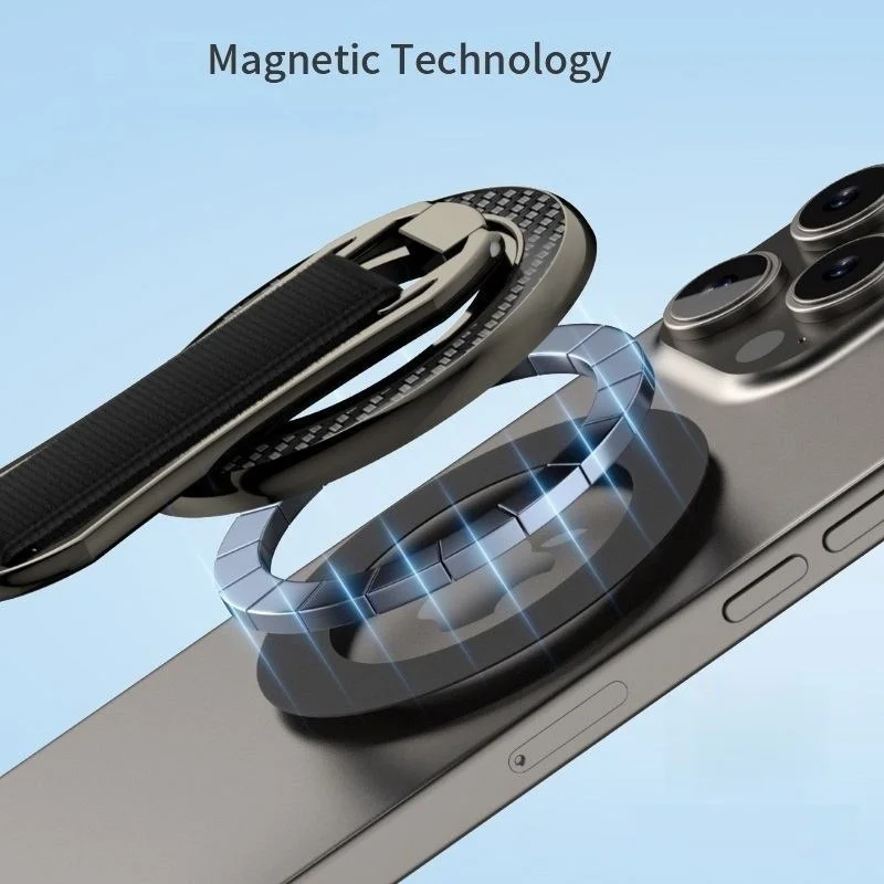 Magnetic Phone Ring Holder Foldable 360° Rotating - Strong N52 Magnet for iPhone 16/15 Pro Samsung S24, Universal Phone Stand