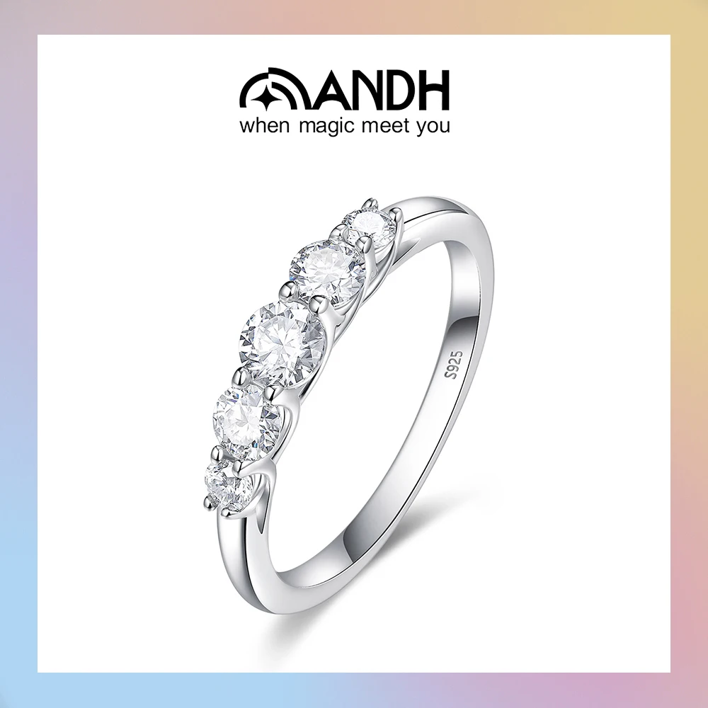 

ANDH D цвет VVS1 кольца вечности с муассанитом для женщин, кольцо с бриллиантом, стерлинговое серебро 925 пробы, обручальные кольца, ювелирные изделия