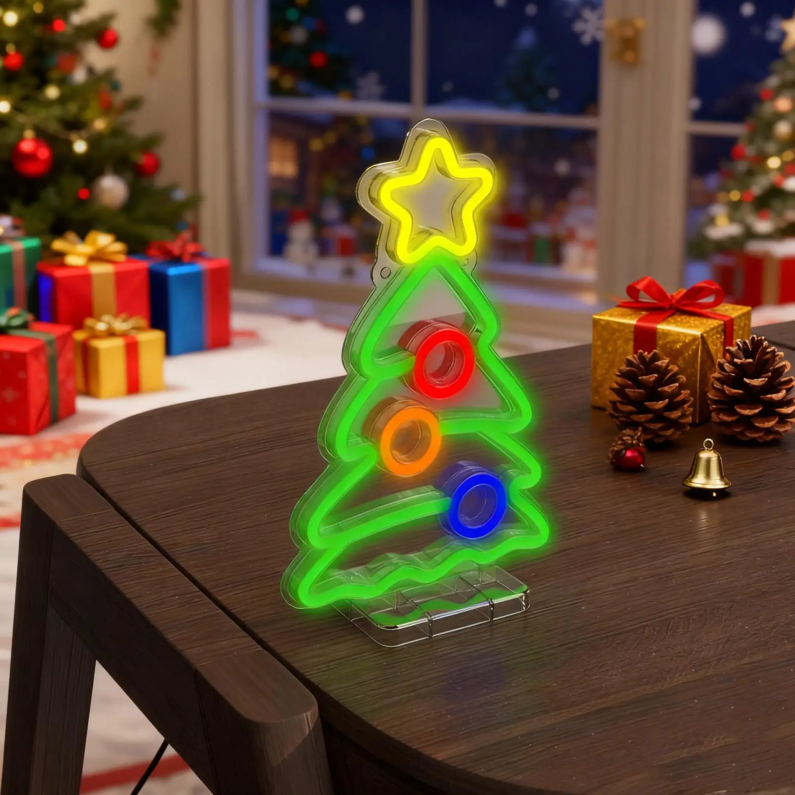 Christmas Neon Sign USB Interface Vertical Ambient Lamp Christmas Led Lights For Mantel Fireplace Stair Outdoor Porch Railing