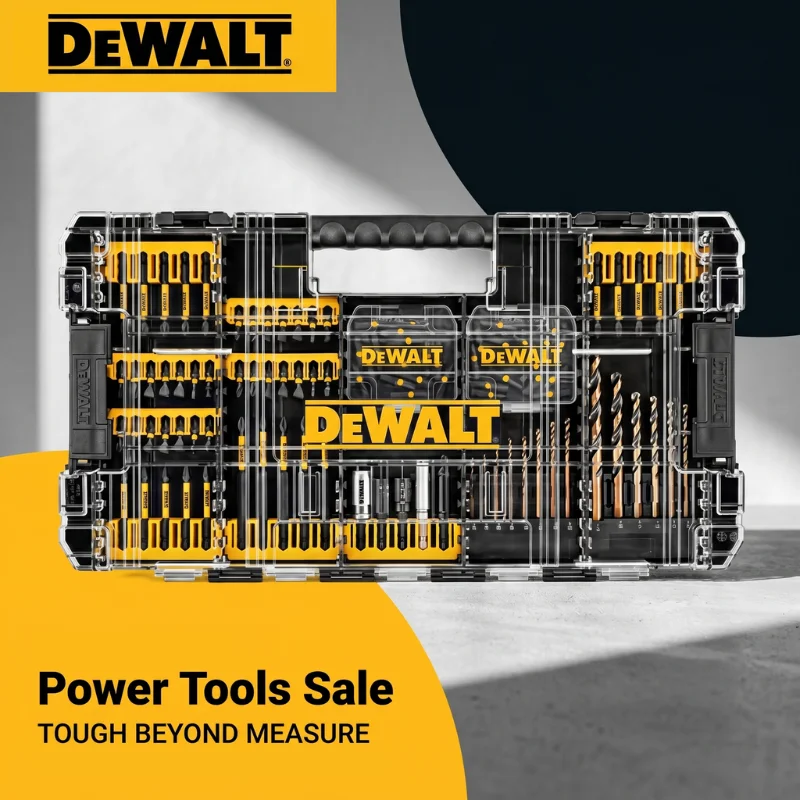 DEWALT DWANGFT100SET FlexTorq Drill Bit Set 100pc Twist Drill Bits Magnetic Holder Screwdriver Bits Power Tool Accessories