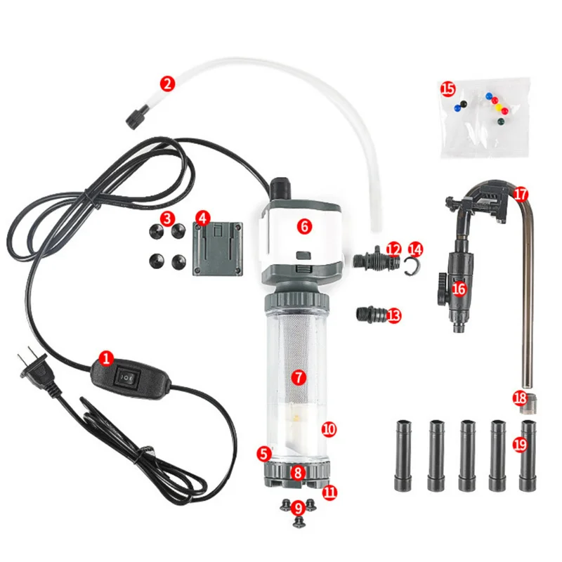 Imagem -06 - Filtro do Tanque para Aquário Bomba de Circulação Purificador de Água Trocador de Água Separando Coletor de Cocô de Peixe 220240v em 1