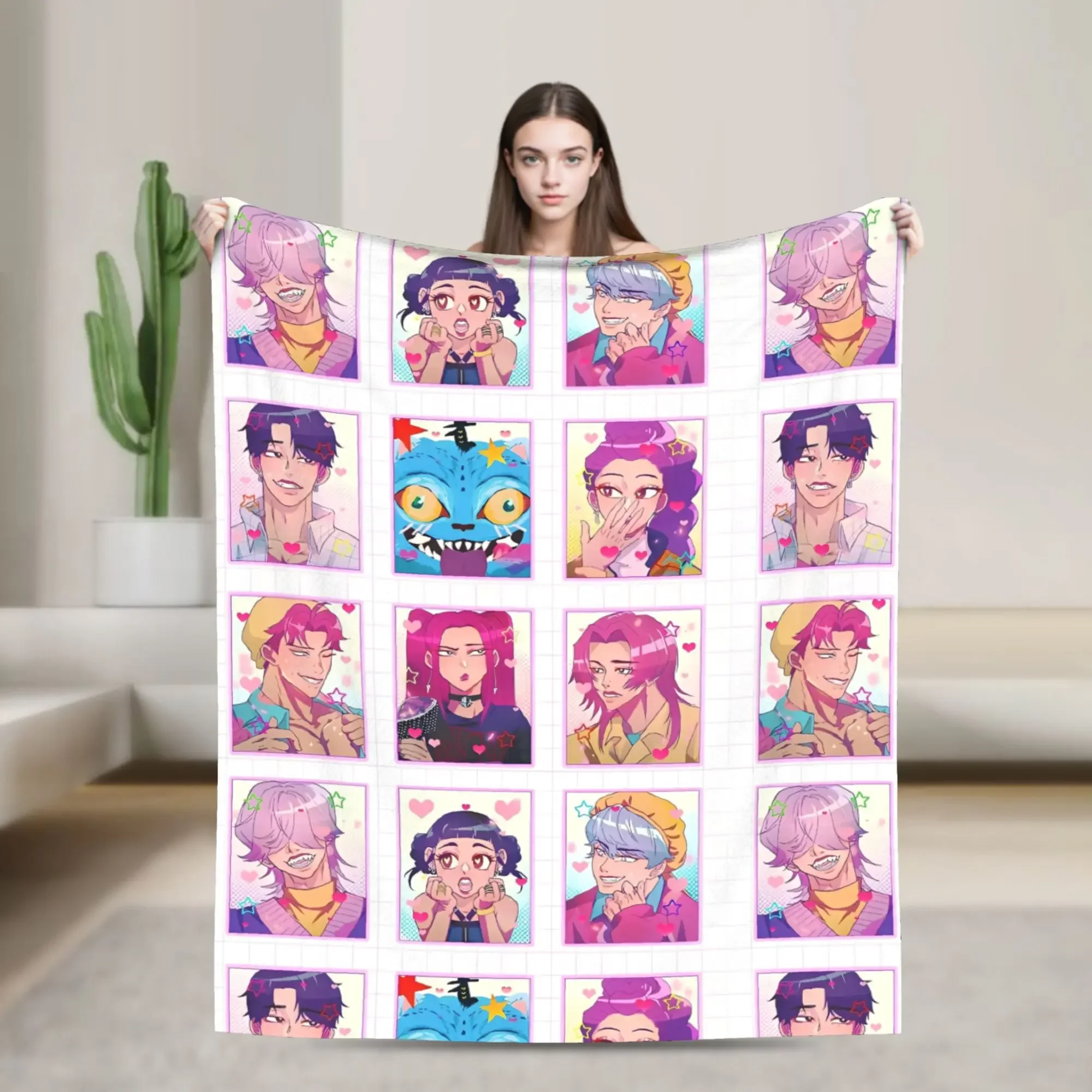 

KPop Demon Saja Boys Hunters Flannel Blankets Winter Warm Bedding Throws for Kids Comfortable Sofa Bed Cover