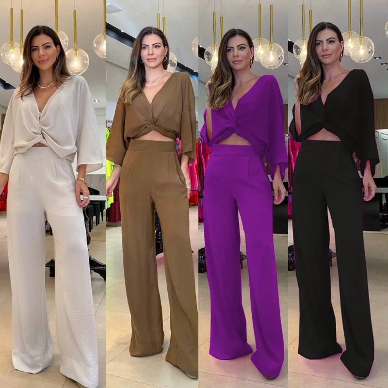 

2026 Summer Casual Women's Long Pants Three-quarter Sleeve Inner Wear Casual Three-piece Set Dresses For Women Boho Clothing