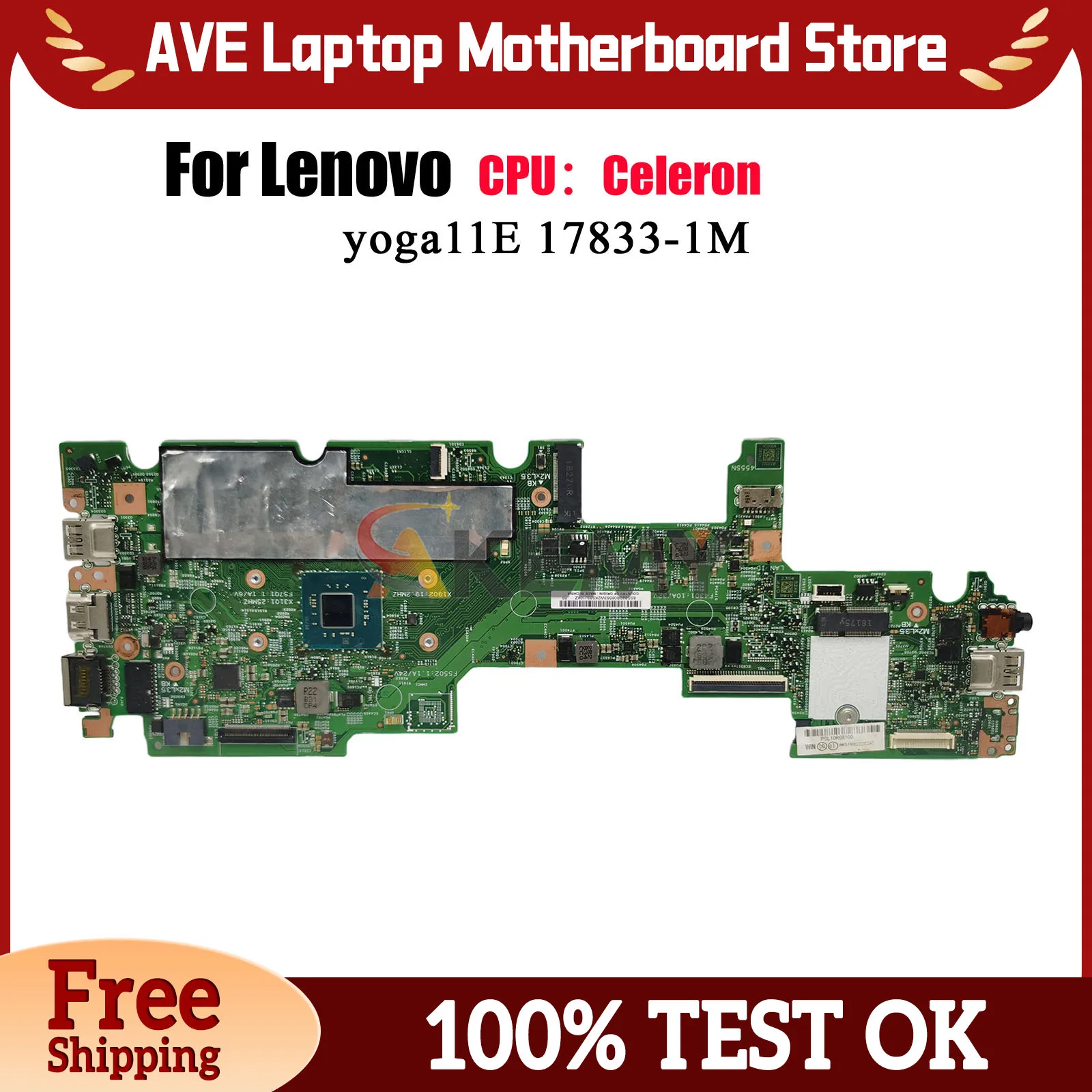 

17833-1M для Lenovo Yoga 11E, материнская плата для ноутбука с процессором N4100 N4200 N5000 N5030, 4 ГБ, 8 ГБ ОЗУ, 100% полностью протестировано