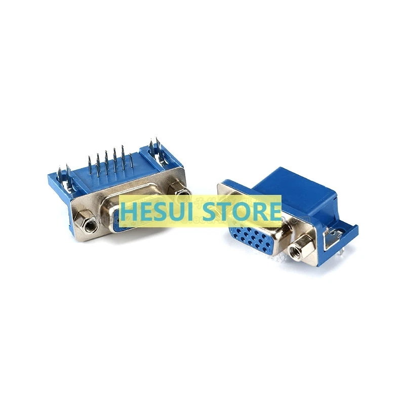 VGA15 plug socket female head three row 15-core 90 degree bent pin long/short plug plate