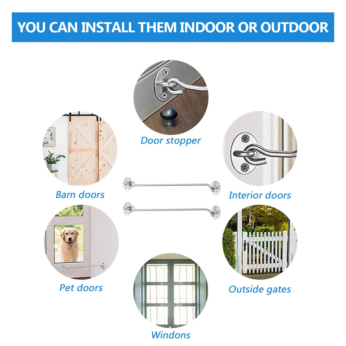 

4Pcs 10Inch Stainless Steel Wind Hook Smooth Finish Heavy Duty Door Window Fastener for Marine and Home Use Cabin Hook