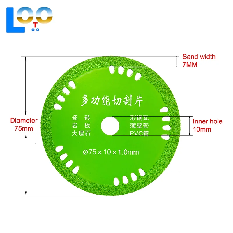 75 مللي متر أقراص القطع الزجاجية الماس الرخام شفرات المنشار 3 بوصة 10 مللي متر اليشم كريستال زجاجات النبيذ طحن قطع طحن أقراص أدوات