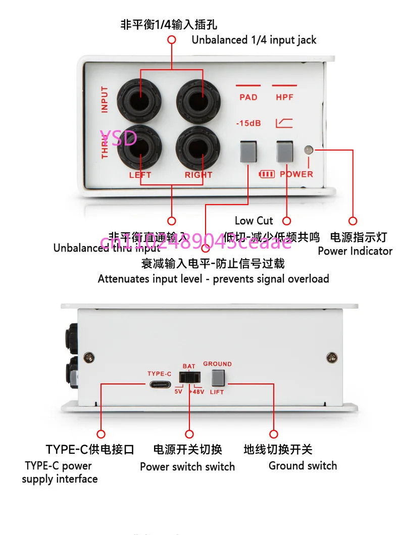 GAZ-J22 مباشرة من الشركة المصنعة ستيريو احترافي ثنائي القناة 48 فولت قوة فانتوم اتصال نشط صندوق DI الصوتي #6