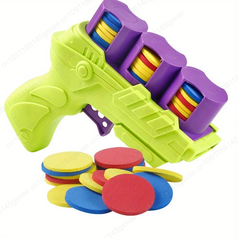 Pistola de disco voador de eva para jogador, brinquedo interativo para pais e filhos com balas macias para crianças, jogo de segurança interno e externo
