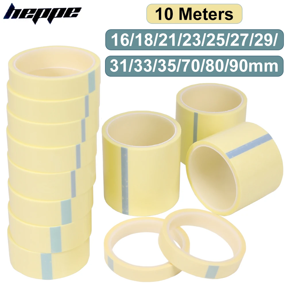 HEPPE Bike Tubeless Rim Tape 10 Meter 16/18/21/23/25/27/29/31/33/35/70/80/90mm Width MTB Fat Bike Rim Tape Wheelset Gluing Tape