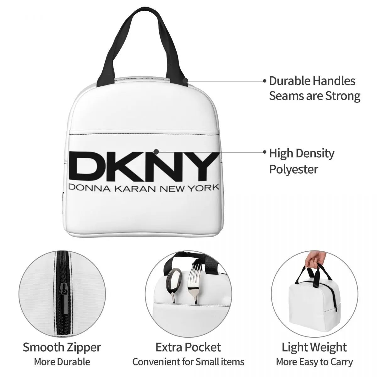 DKNYs Merch Lunch Bag Portable Insulated Oxford Cooler Thermal Cold Food School Lunch Box