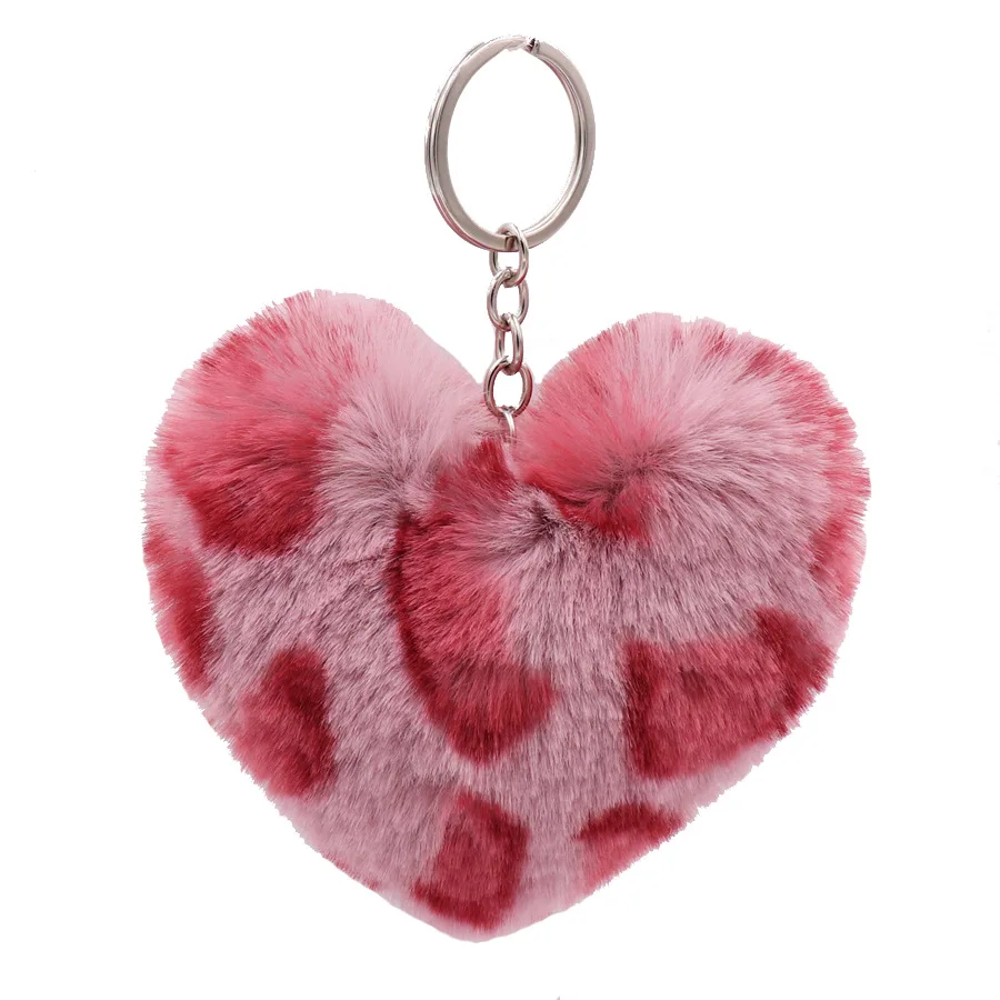 2020 Wholesale Leopard Print Love Plush Keychain Winter Ladies Bag Pendant Fashion All-match Hair Ball Car Pendant Small Gifts