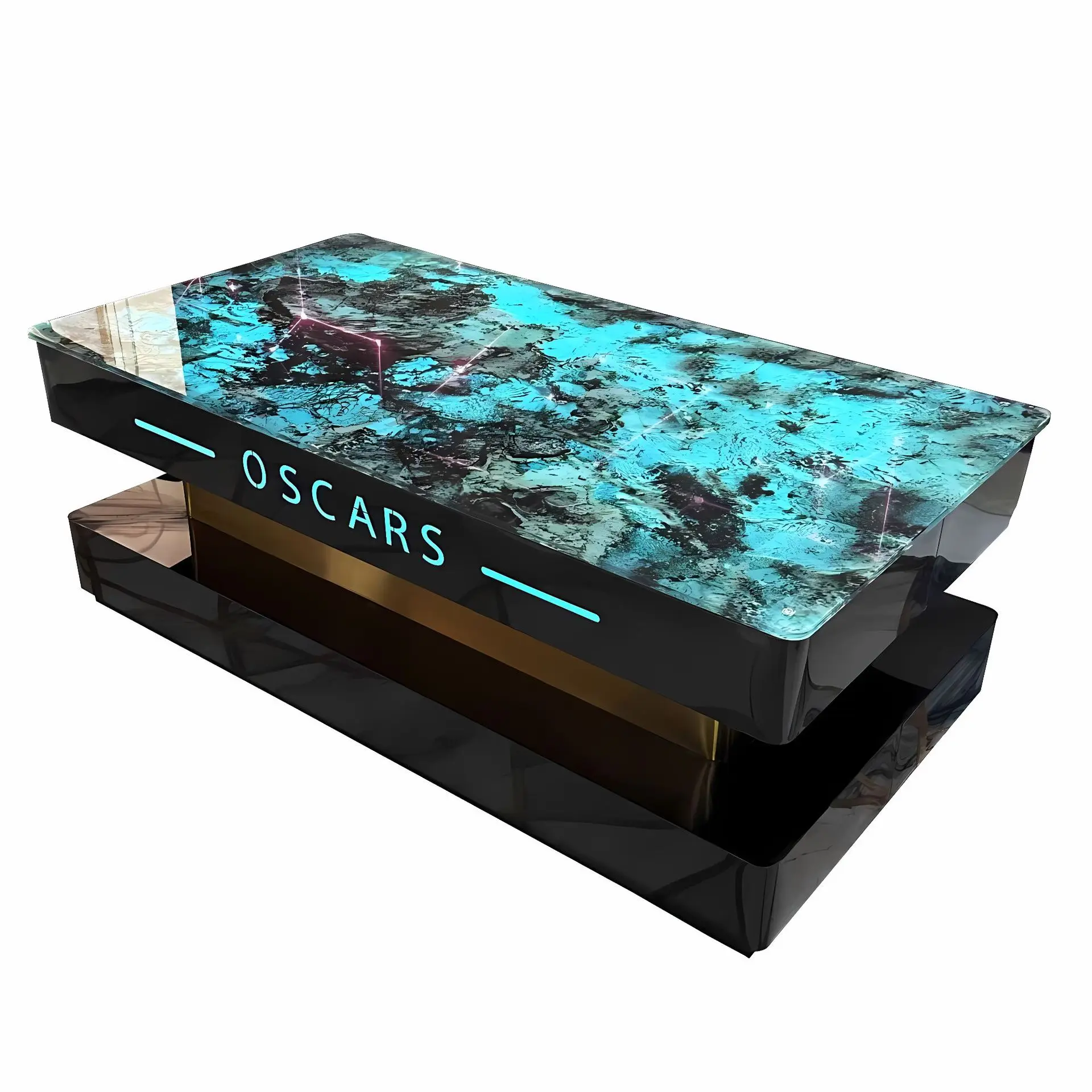 LED Light Bar Table, Stainless Steel Coffee Table for KTV Club Lounge Room, Nightclub Furniture, Modern Design, 128CM Length