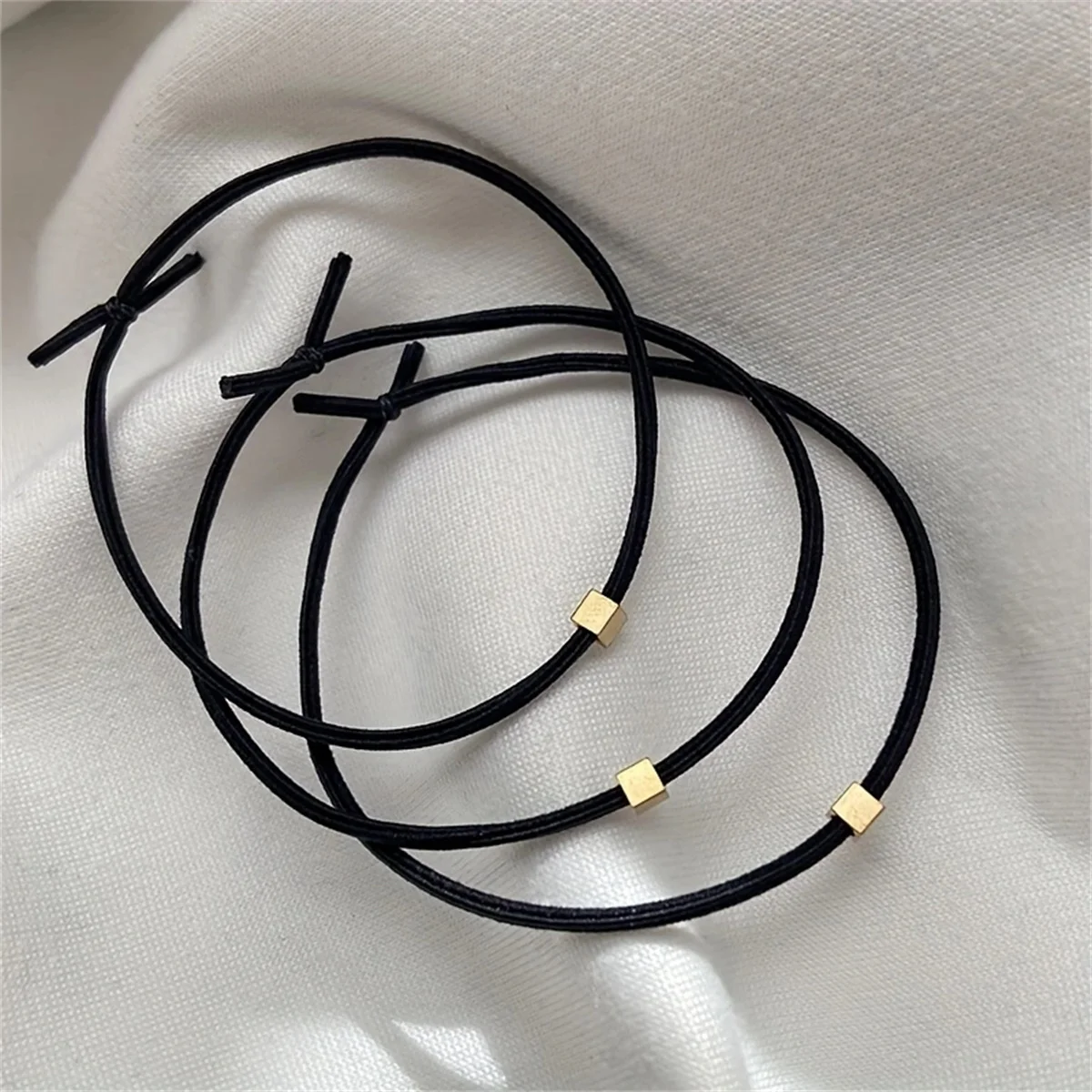 10pcs/set Hair Ties Basic Black Color Square Pendant Elastic Hair Band Ponytail Holder Rubber Bands Women Hair Accessories