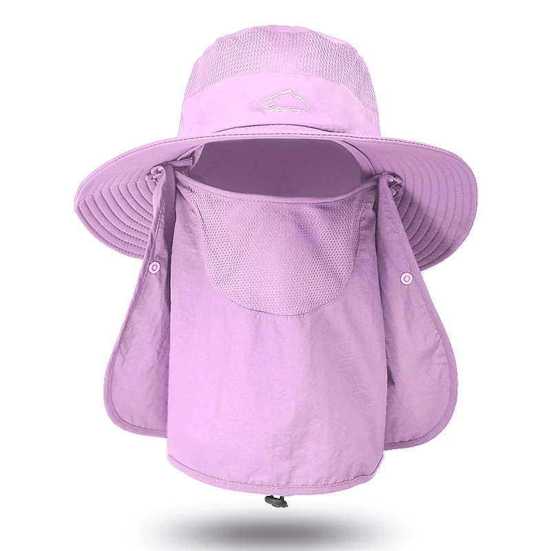 Summer Sun Protection Big Size 62CM Bucket Hats 3-piece Sunscreen Climbing Hat Sun Hat with Neck Flap Removable Fishing Hat New