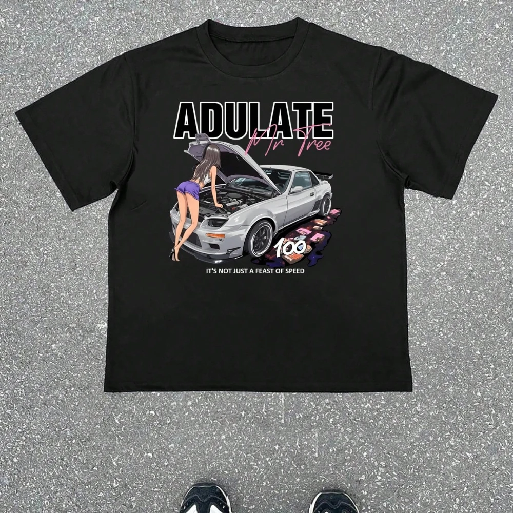 2026 JDM Tuner Car Family Matching Print T‑Shirt Adults Kids Modified Sports Car Street Graphic Loose Short Sleeve Casual Tee
