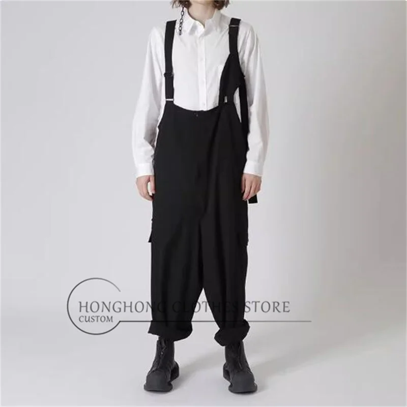 Original design black belt pants. Customized sizes. Hip-hop and literary harem pants. Straight and casual work pants. For both m
