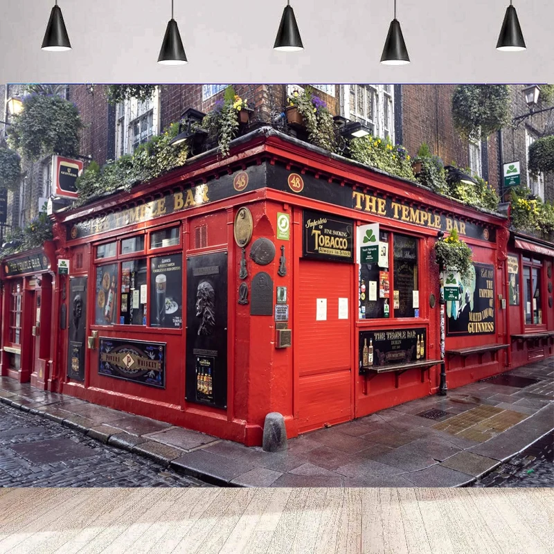 Dublin Temple Bar Photography Backdrop Ireland Downtown Street Corner Pub European Travel Bar Wedding Party Background Wall