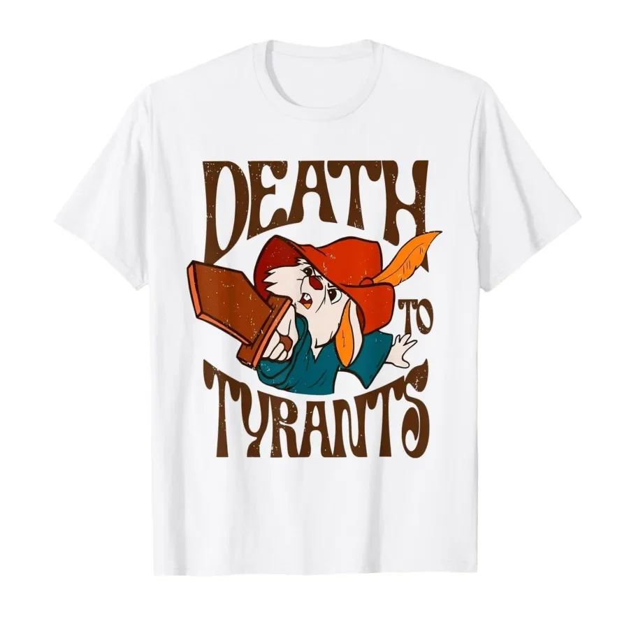 

Death to Tyrants Retro Rabbit Meme T-shirt For Men Women 100% Cotton T Shirts Short Sleeve Tops 0420-1