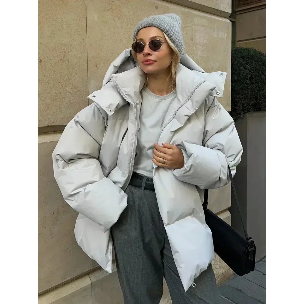 Casual New Hooded Thick Jacket Women Winter Fashion Parkas Coat Vintage Bread Outwear Office Ladies Warm Cotton Puffer Jackets