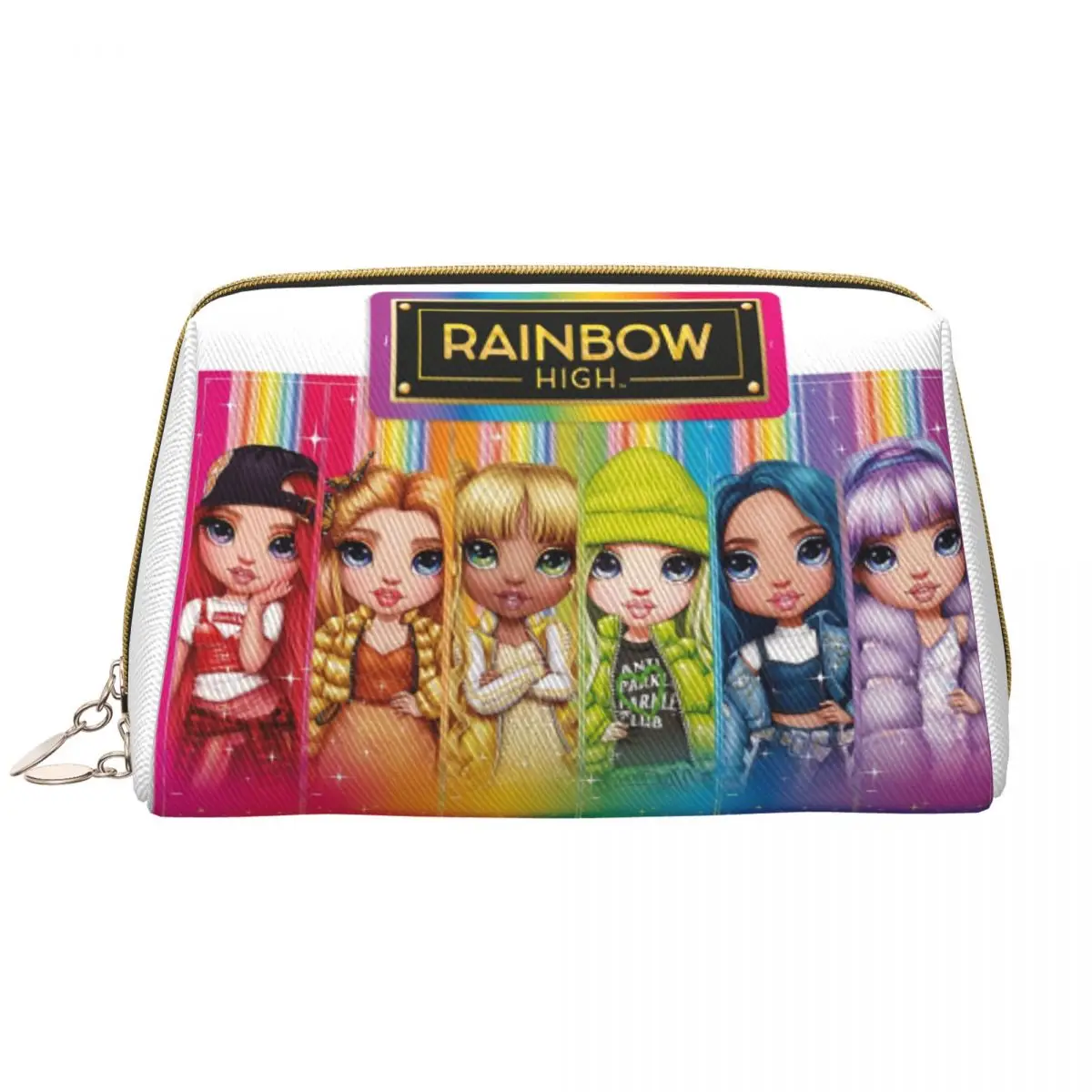 Custom Rainbow High Toiletry Bag for Women Cartoon Anime Tv Makeup Cosmetic Organizer Ladies Beauty Storage Dopp Kit Case