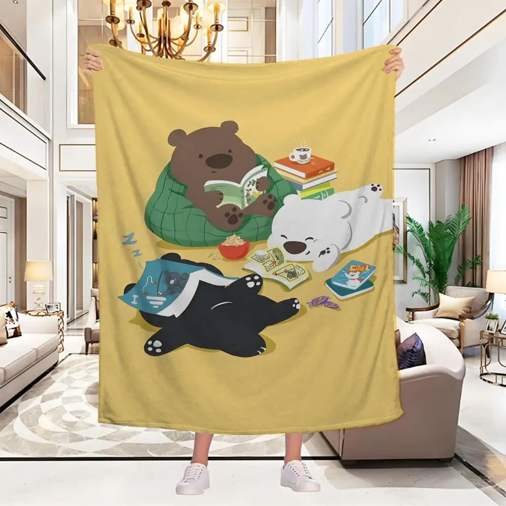 

Lazy bear Throw Blanket Aesthetic Art Flannel Blanket Portable Home Travel Camping Sofa Picnic Thickening Flannel Blanket