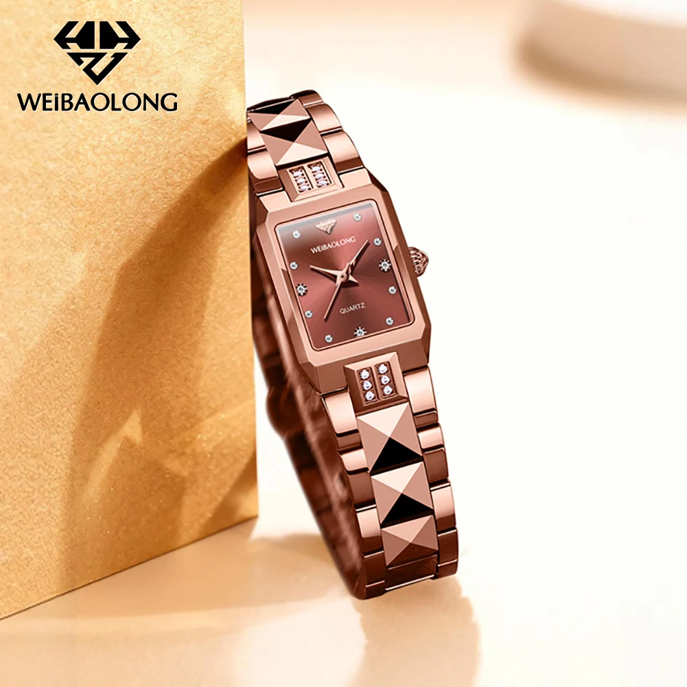 WEIBAOLONG Woman Watches 3810 Luxruy Brand Square Automatic Mechanical Watch 50M Waterproof Gold Watches For Woman Gifts Box