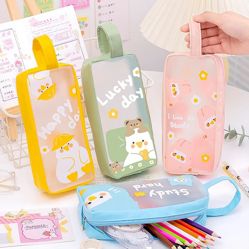 Pencil Case Transparent Pencilcase Trousses Scolaires School Supplies Cartoon Pencil Pouch Cartucheras Escolares Pencil Cases