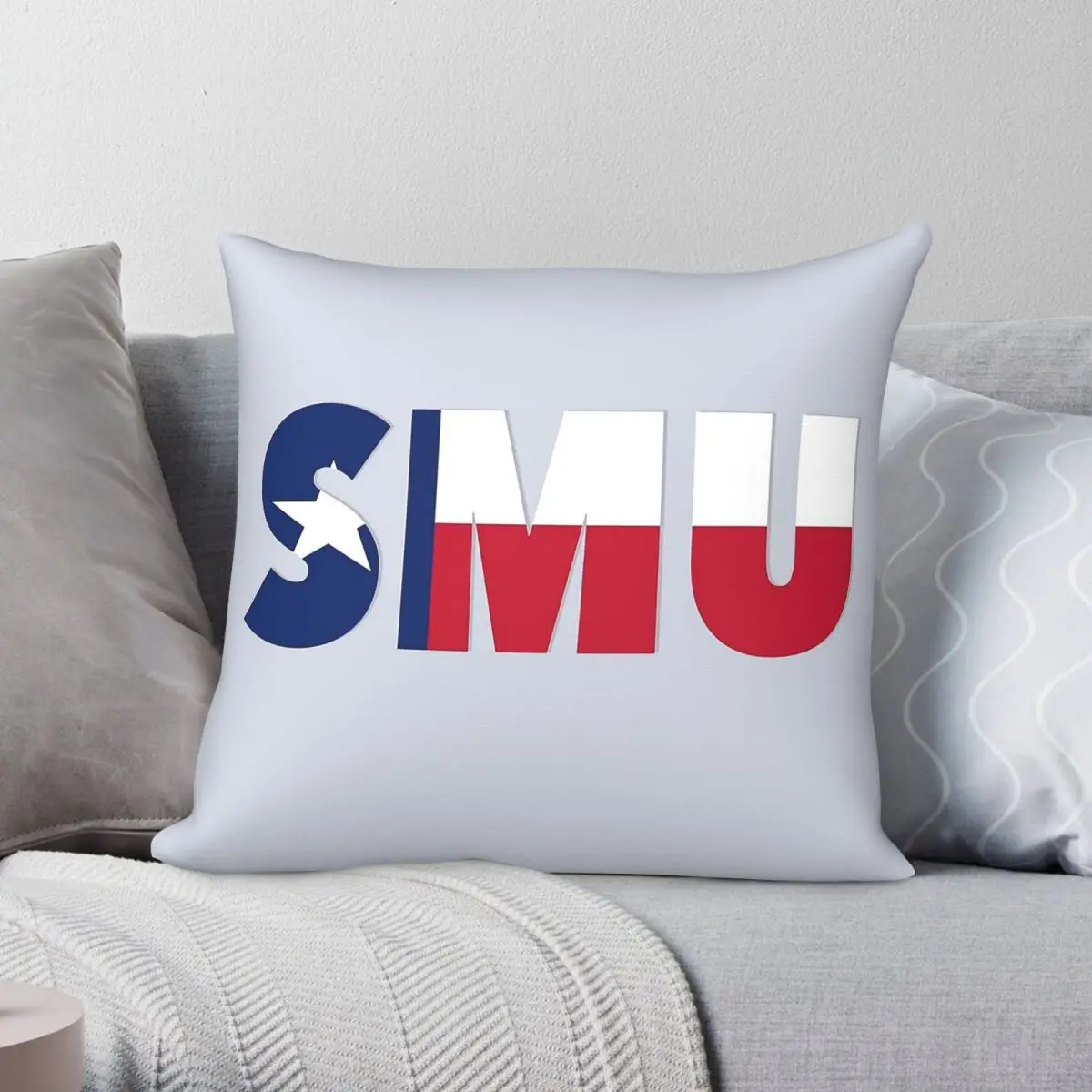 Southern Methodist University Texas Square Pillowcase Polyester Linen Velvet Pattern Zip Decorative Throw Pillow Case Sofa Cover