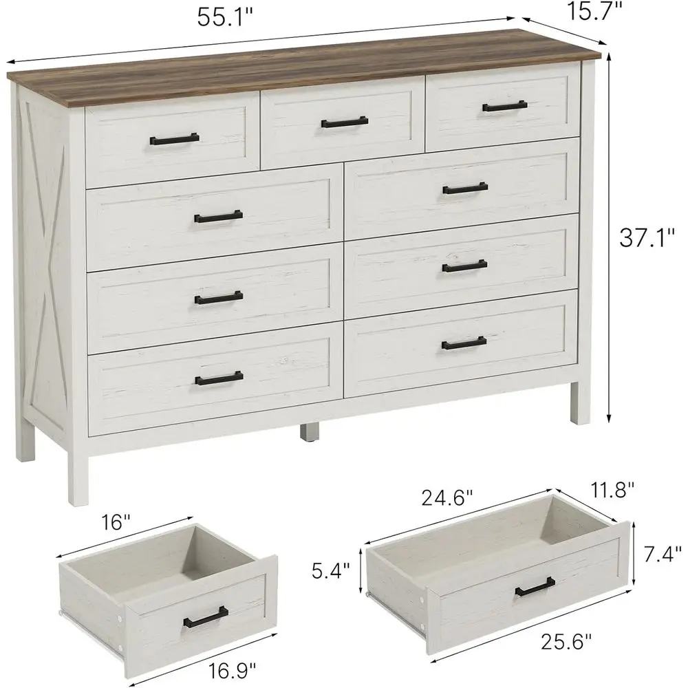 armhouse 9 Der Drer or Bedroom, 55 Inch Wide Wood Rustic Chest o Ders with X-Marking & Bar Handle, Large Storage Drers Organizer view 2