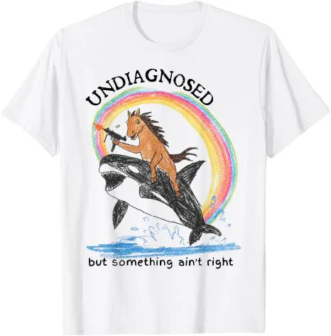 Nicht diagnostiziert, aber irgendetwas stimmt nicht Pferde reiten Wal Männer T-Shirt Y2k Kunstwerk Regenbogen Grafik Ästhetik Kleidung Mode T-Shirts – Detail 12