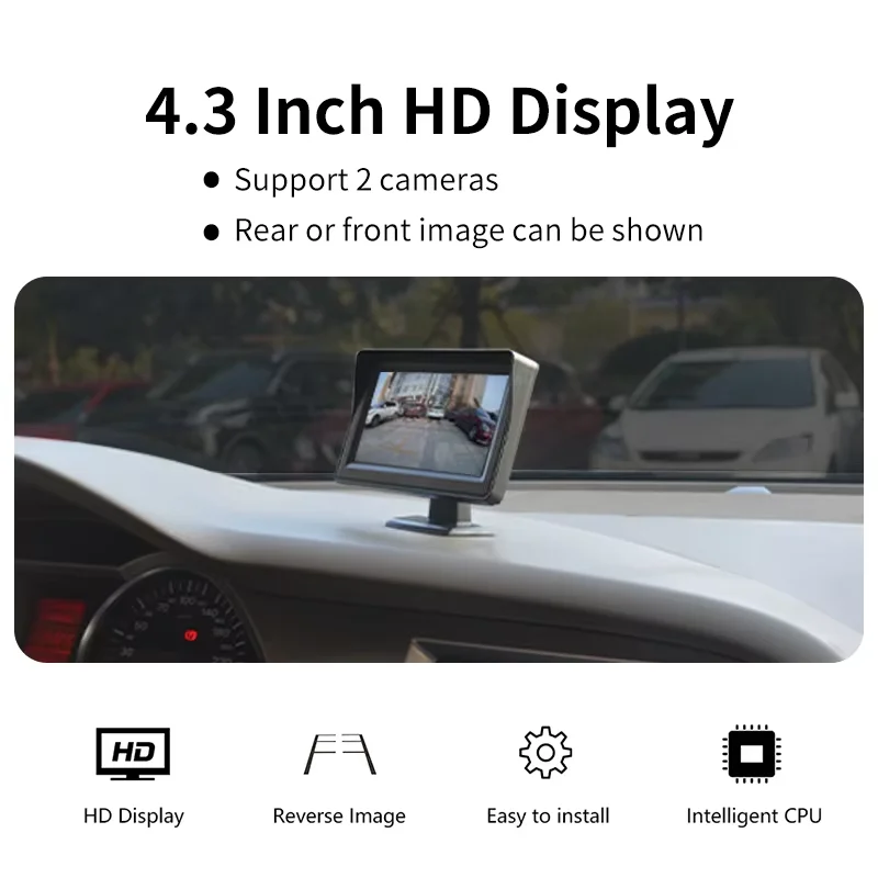 QueenDer  Reversing Camera Wireless Car Rear View HD Parking System Night Vision Function + 4.3” Monitor, Model Common